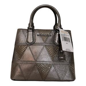Michael Kors Adele Medium metallic Leather Crossbody Bag – Dark Silver (NWT)
